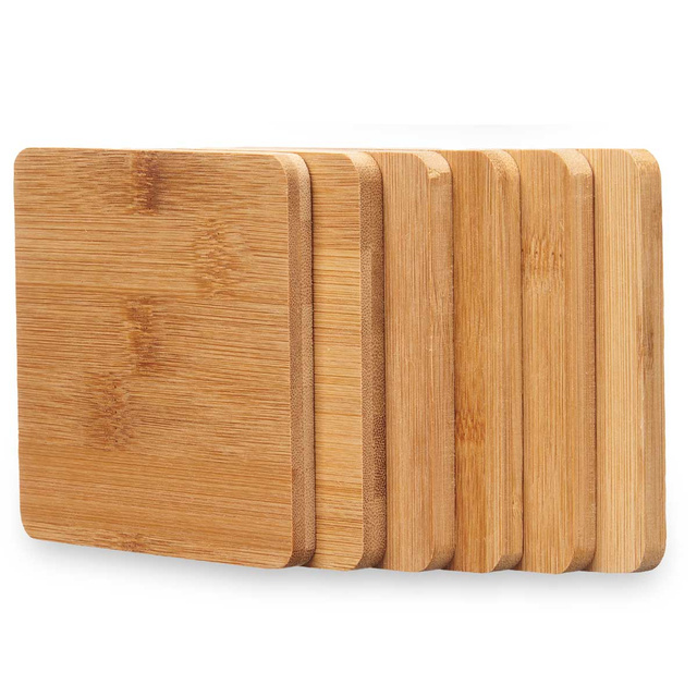 Coastere de pahar din lemn SQUARE, bambus, 6 bucati