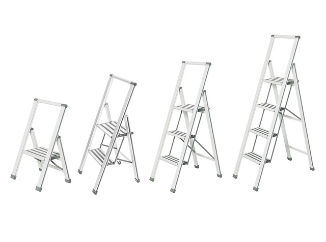 Scară din aluminiu, cu 3 trepte, WENKO, albă