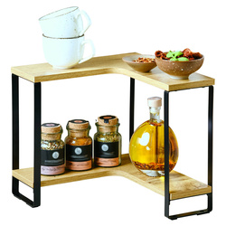 Raft bucatarie coltar cu polite din lemn, 30 x 30 x 28 cm