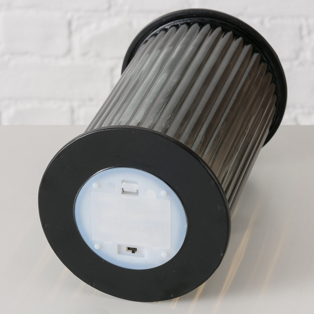 Felinar Spargo, sticla canelata, negru