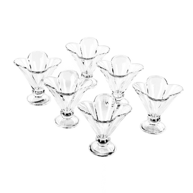 Set cupe pentru desert din sticla FLOWER, 200 ml, 6 bucati