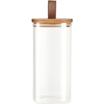 Borcan din sticla cu capac din lemn, inchidere ermetica