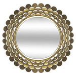 Oglinda glamour aurie, cadru metalic, Ø 91 cm