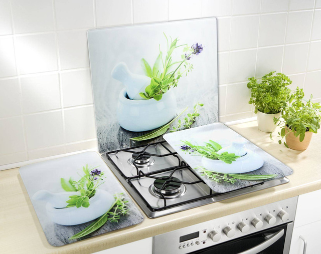 Placă de protecție din sticlă HERB GARDEN pentru aragaz – mare, WENKO