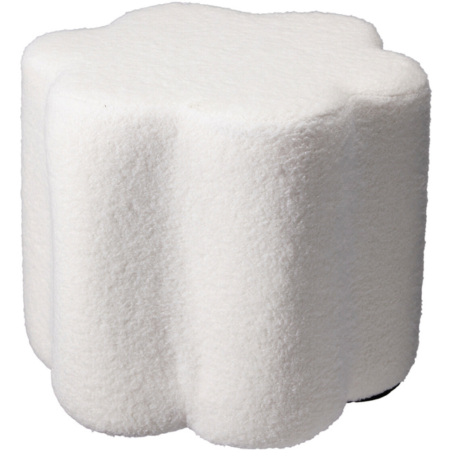 Puf floare YORE, tapițerie miel, 34 x 34 x 29 cm, alb