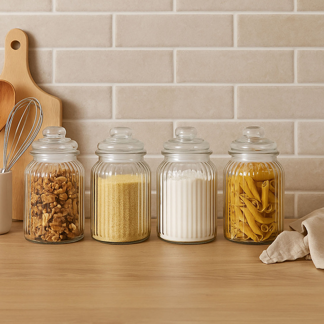 Borcan cu nervuri cu capac etanș, 750 ml