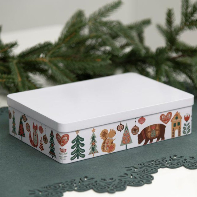 Recipient metalic pentru biscuiți FOLK, cu capac.