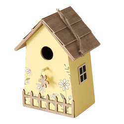 Cuib de lemn pentru pasari Kamille, model cu flori, inaltime 22 cm