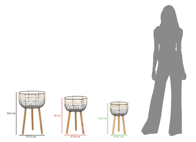 Suporturi de flori sub formă de coșuri, 3 buc