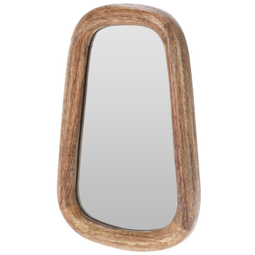 Oglindă ovală mică în ramă de lemn de mango
