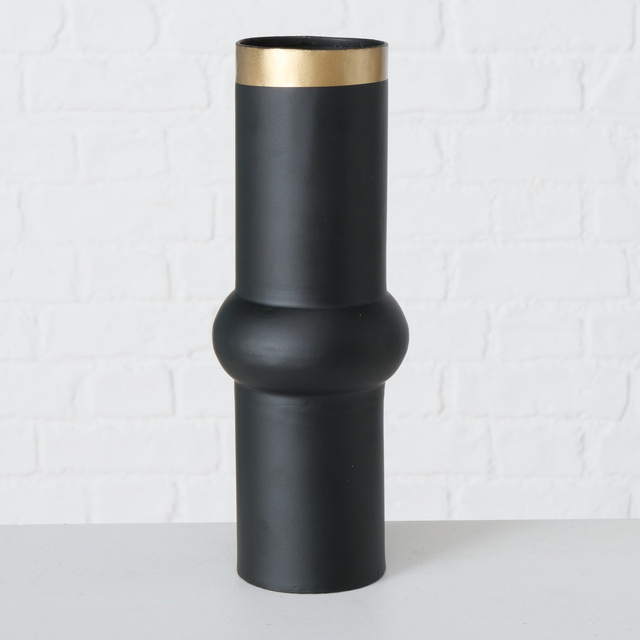 Vaza Varnjo, negru cu decor auriu, 30 cm