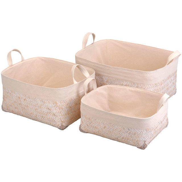 Coș de bambus pentru depozitare, organizator - 3 bucăți în set