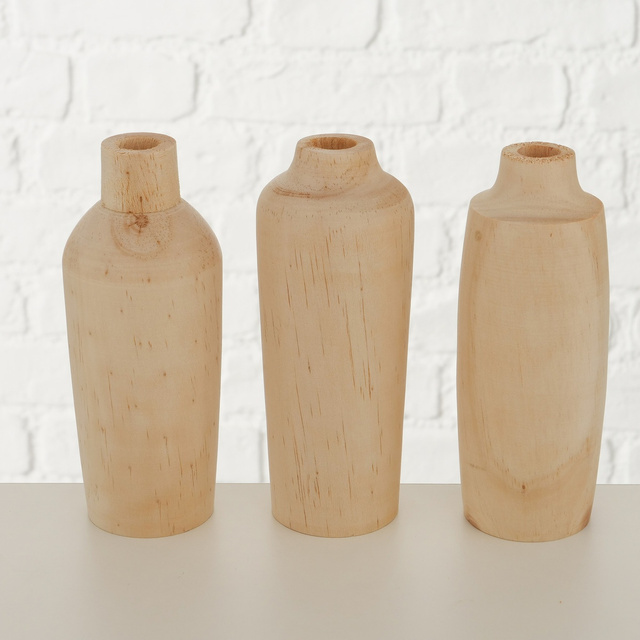 Vaza din lemn cu buchet de flori uscate Faya, 38 cm