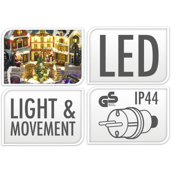 Sat de Craciun cu elemente mobile, LED, 25 cm,