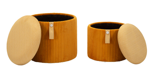 Set de 2 pufuri BOLZANO cu spațiu de depozitare ascuns și capac detașabil, Ø 38 cm & Ø 32 cm