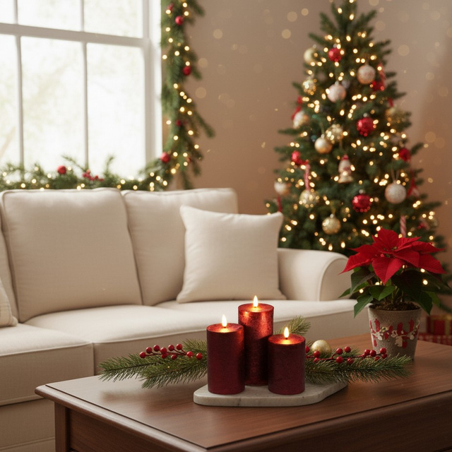 Lumânări decorative LED Ø 7,5 cm, 3 buc.