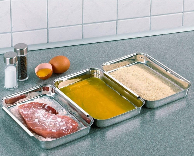 Set 3 tavi servire/preparare, Inox, 22x16x3 cm