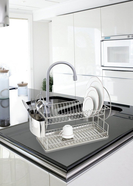 Suport pentru vase, uscător pentru vase din oțel inoxidabil - 2 niveluri, WENKO