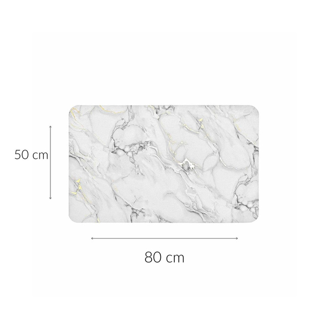 Covor de baie cu imitație de marmură și decorațiuni aurii, 50 x 80 cm