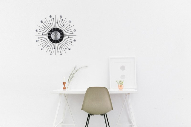 Ceas de perete STONES, rotund - Ø43 cm, negru