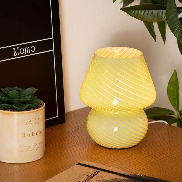 Lampa de masa ciuperca CARA, sticla, Ø 15 cm