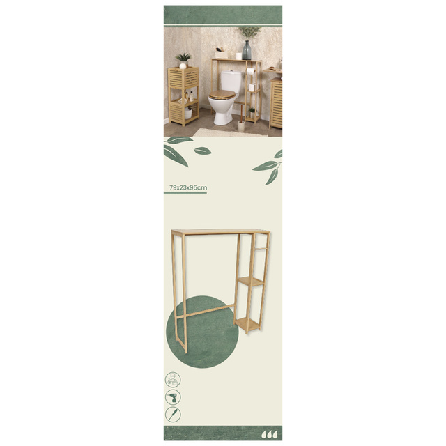 Raft deasupra mașinii de spălat toaletă TRINIDAD, bambus/MDF, 79 x 23 x 95 cm