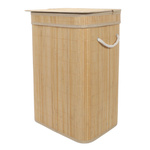 Coș de rufe din bambus cu capac, 80 l