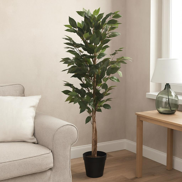 Copac artificial Ficus în ghiveci negru, 115 cm, model 2