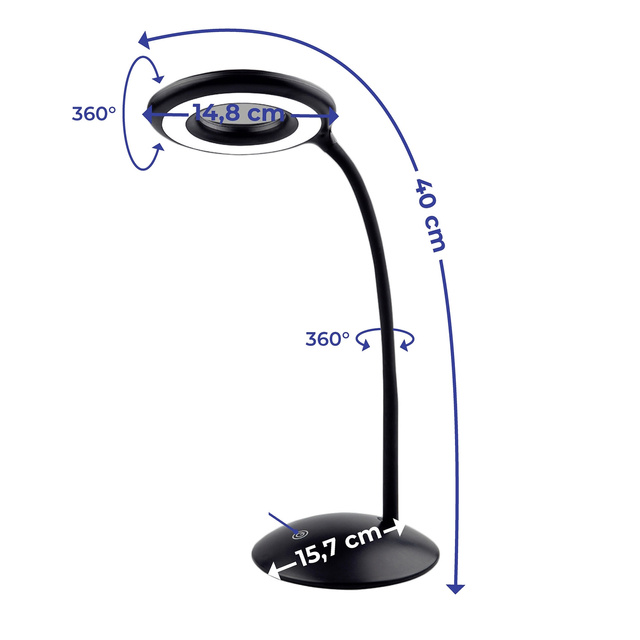 Lampa LED de birou, cu lupa, Ø 14,8 cm