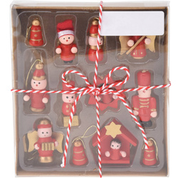 Set de jucării din lemn pentru brad, 12 buc.