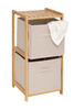 Raft din bambus TIDY cu două coșuri din material, 34,7 x 33 x 77,5 cm