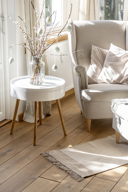 Masa de cafea FINJA, bambus, rotunda, alba, Wenko