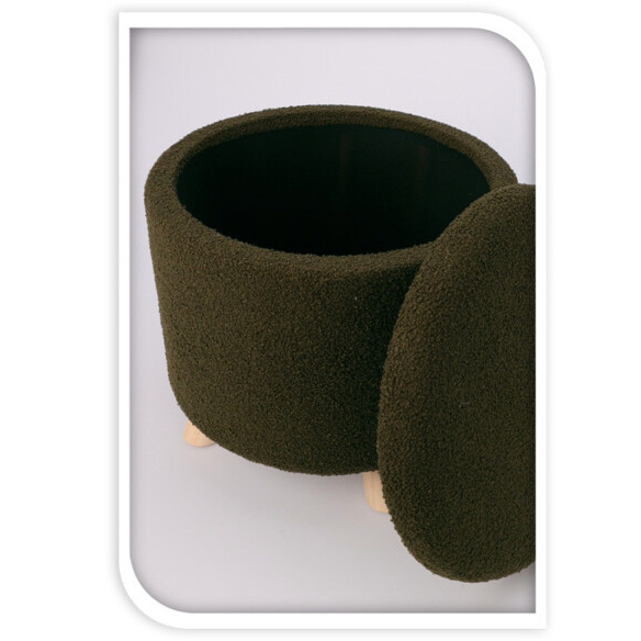 Puf rotund tapițat cu spațiu de depozitare TEDDY, Ø 40 x 37 cm