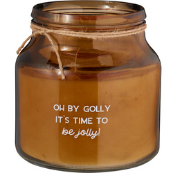 Candelă în borcan de sticlă cu imprimeu festiv, Ø 16 cm, portocalie