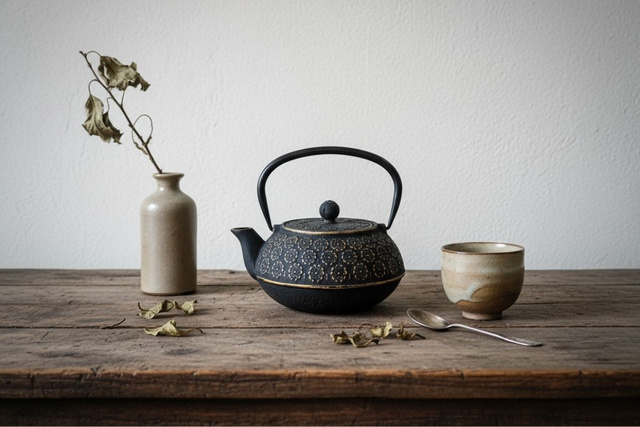 Ceainic din fontă cu infuzor KUMO, 1000 ml, negru