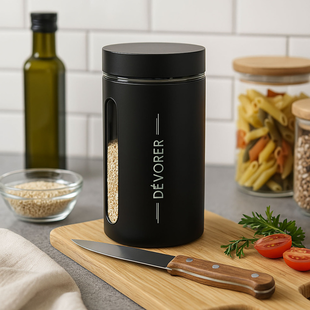 Recipient alimentar din sticla NEGRA, 1250 ml