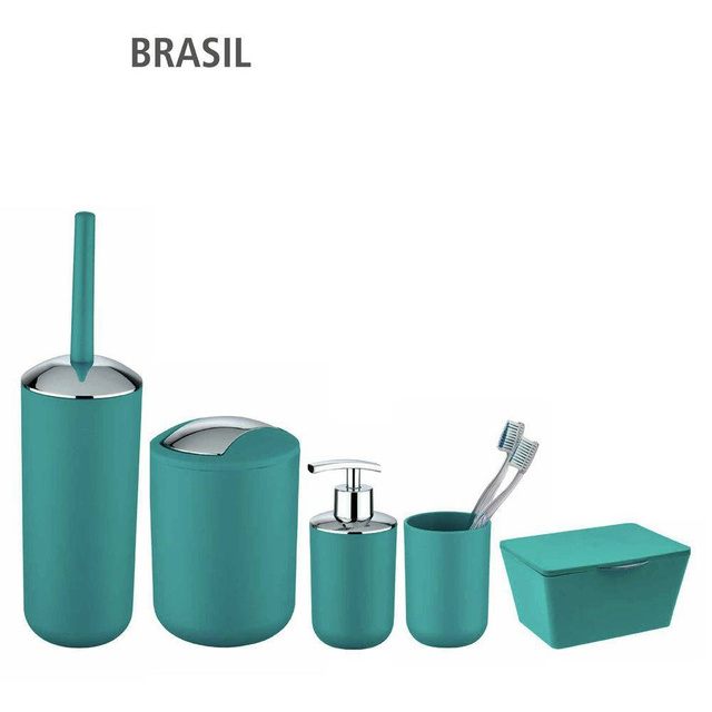 Recipient pentru perie BRASIL + perie WC, WENKO, turcoaz