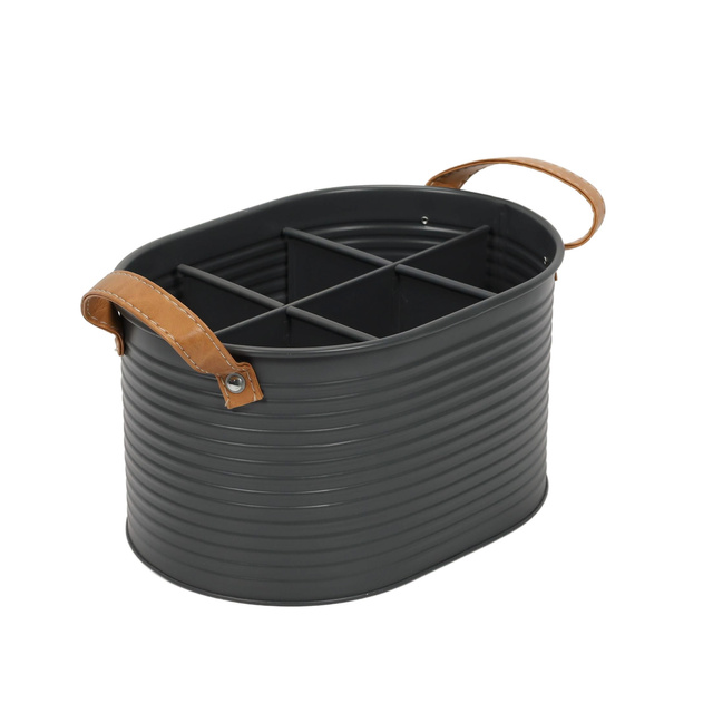 Cutie pentru sticle compartimentata, manere din piele, pentru 6 sticle