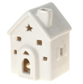 Casa decorativa din ceramica LED, 8 cm