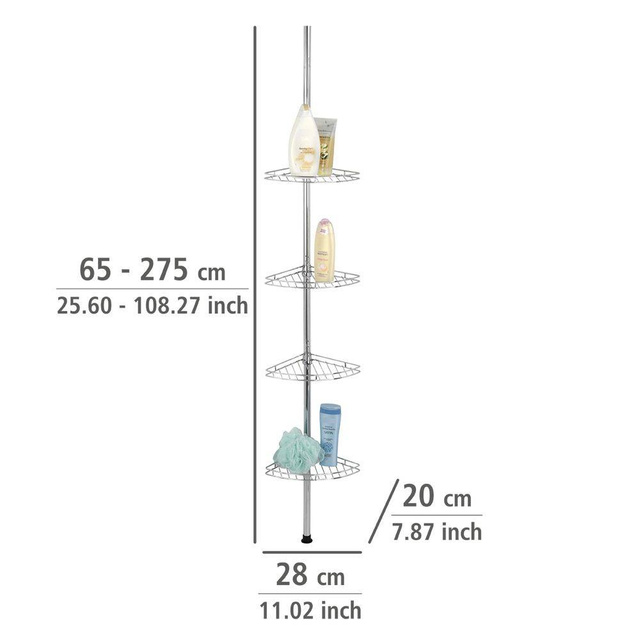 Raft de baie telescopic, colțar PREA - până la 4 niveluri, WENKO