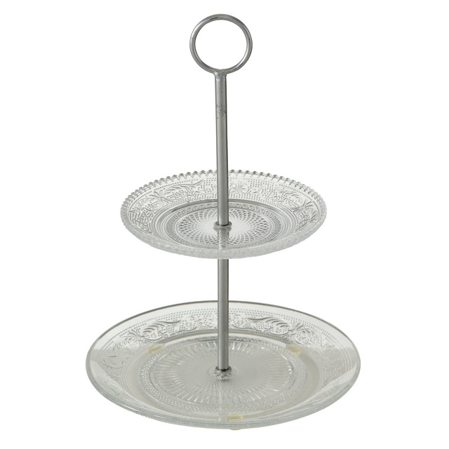 Placă de sticlă pe picior decorat, RELIEF, Ø 25 cm