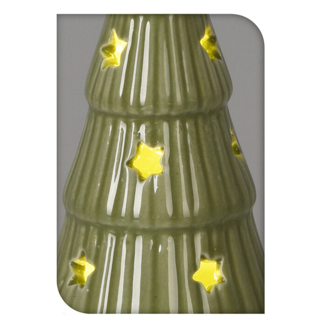 Brad din portelan cu iluminare LED, stele, 14 cm