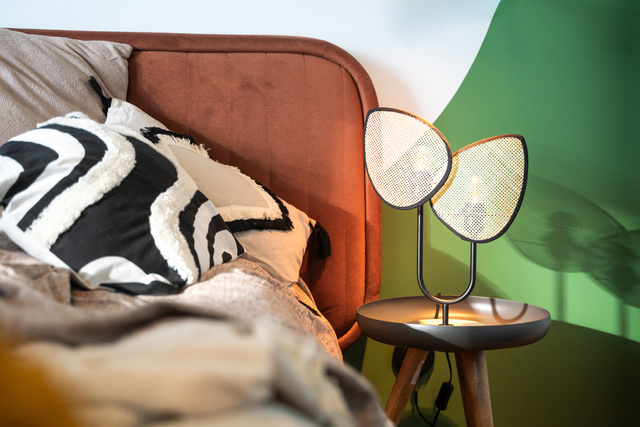 Lampă decorativă OLME, împletitură de rattan, înălțime 44 cm