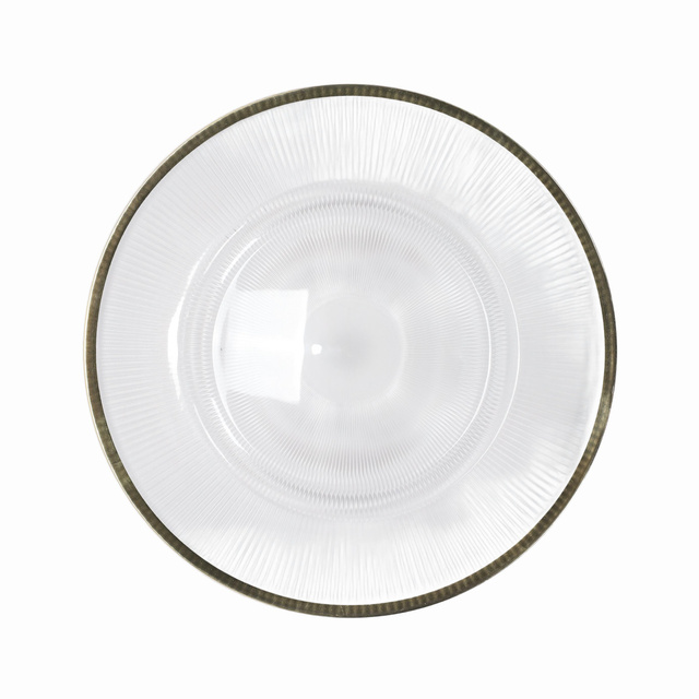 Farfurie transparentă cu decor auriu, Ø 33 cm
