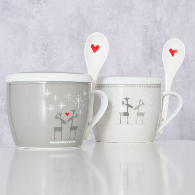 Cana jumbo de Crăciun cu capac și linguriță LOVELIES, 600 ml