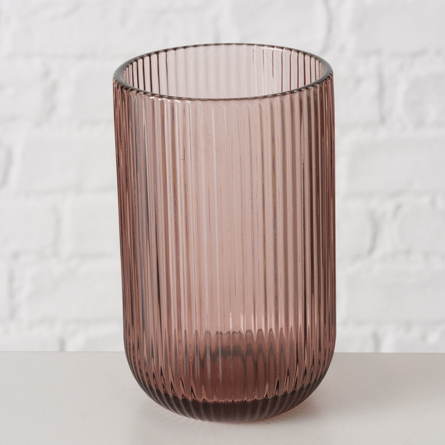 Pahar pentru  apa Rigano,  sticla canelata,  320 ml,  roz