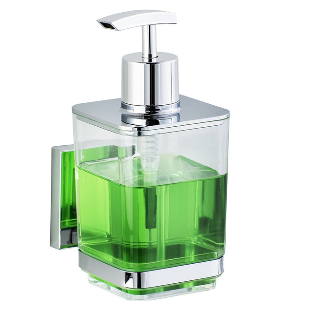 Dispenser sapun lichid cu suport QUADRO, Transparent 340 ml, WENKO