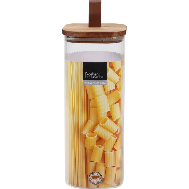 Borcan din sticla cu capac din lemn, inchidere ermetica