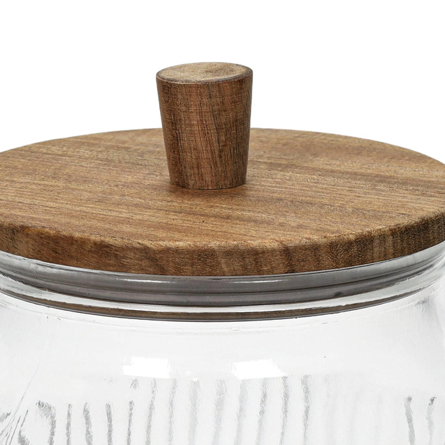 Recipient din sticlă DONO cu capac din lemn de salcâm, 2200 ml