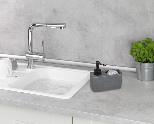 Dispenser detergent de vase RESA z cu spatiu pentru burete, WENKO